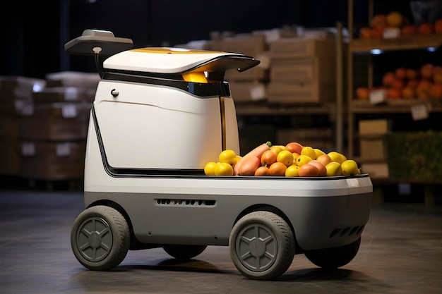 Il robot di consegna porta le verdure dal supermercato generato dall'AI