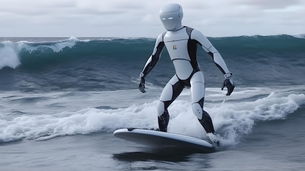 Il robot umanoide sta surfando nel mare generativo ai