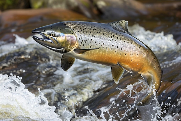 Il salmone dinamico salta a monte