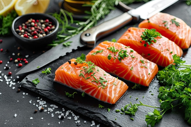 Il salmone fresco è cotto nel ristorante.