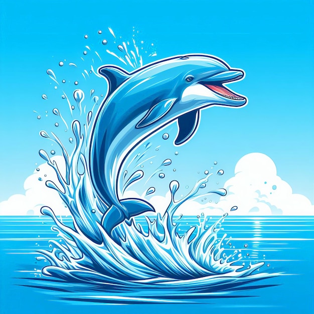 Il salto del delfino in colori vivaci Illustrazione vettoriale