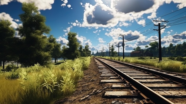 Il sentiero lungo i binari della ferrovia è un paesaggio infinito con binari