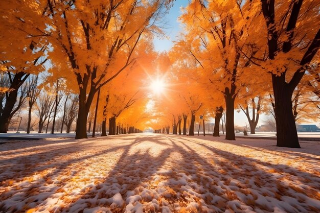 Il sentiero tra gli alberi d'autunno