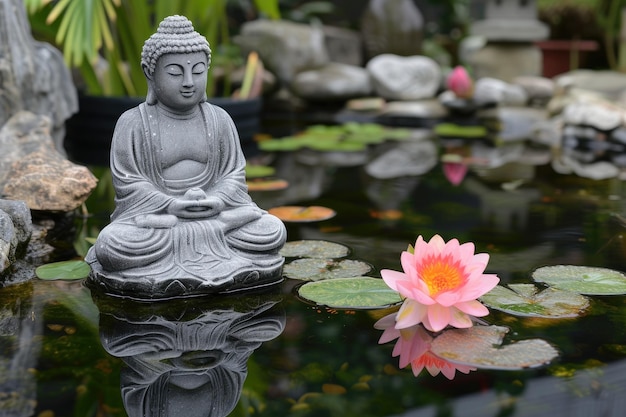 Il sereno riflesso del Buddha nello stagno del loto