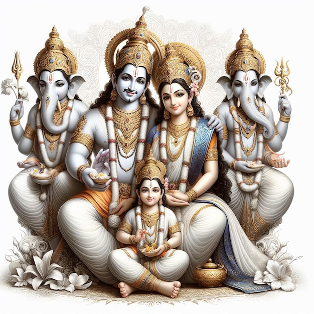 Il Signore Mahadev con la migliore immagine di famiglia