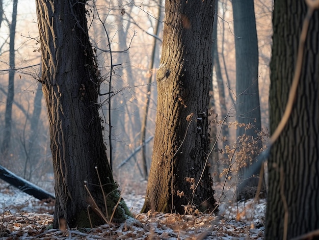 Il silenzio coperto di neve nella foresta