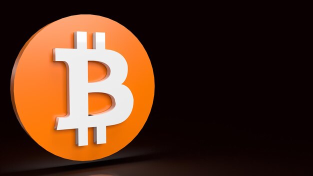 Il simbolo bitcoin per la criptovaluta o il concetto di business rendering 3d