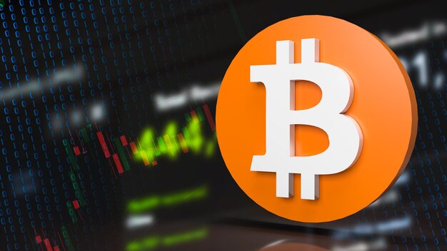 Il simbolo bitcoin per la criptovaluta o il concetto di business rendering 3d