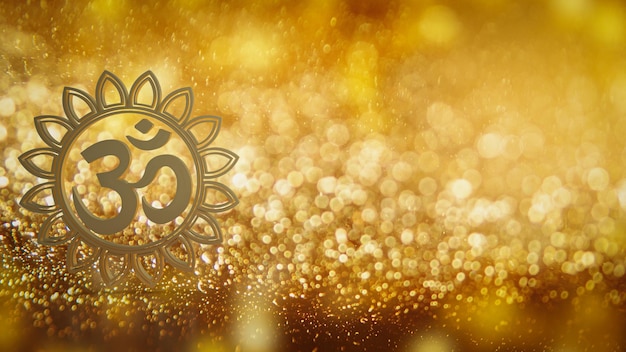 Il simbolo indù oro ohm sul lusso rotto per il concetto di sfondo 3d renderingxA