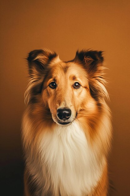 Il simpatico cane della razza a pelo lungo collie è in posa