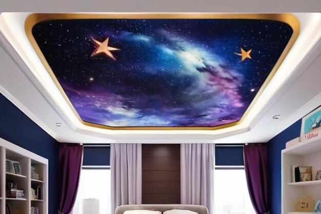 Il soffitto della camera da letto ispirato alla galassia