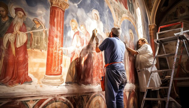 il soffitto di una chiesa è dipinto con dipinti