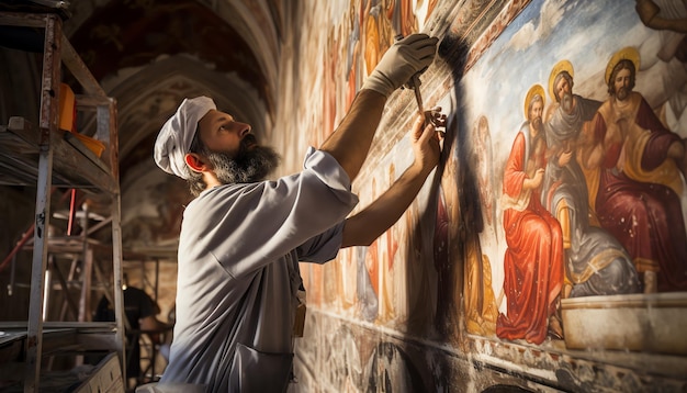 il soffitto di una chiesa è dipinto con dipinti