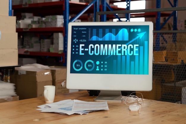 Il software di dati di e-commerce fornisce un dashboard alla moda per l'analisi delle vendite