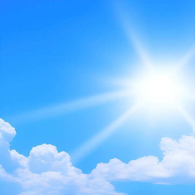 Il sole e le nuvole del cielo blu generano ai