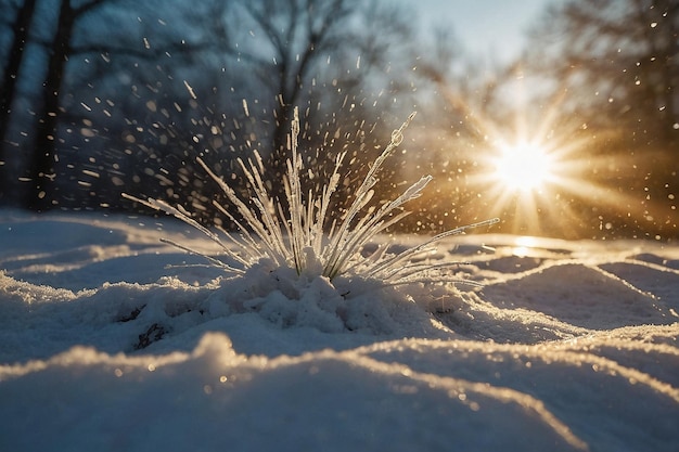 Il sole esplode durante le nevicate invernali