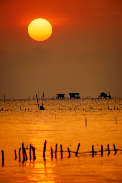 Il sole sorge a Bang Tabun. Provincia di Phetchaburi