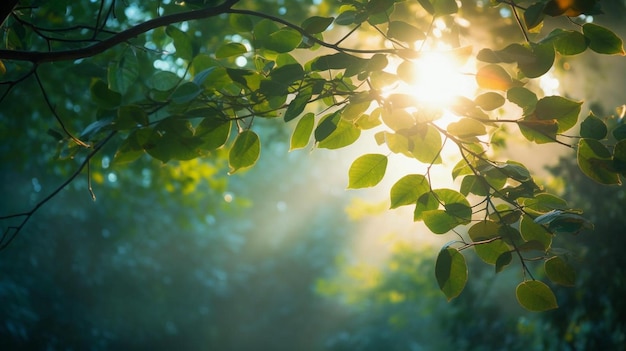 il sole splende attraverso le foglie di un albero
