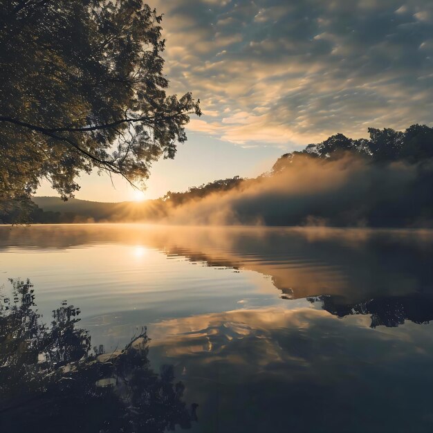 Il sole splende attraverso le nuvole sopra l'acqua.