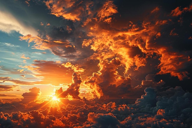 il sole sta tramontando dietro un cielo pieno di nuvole