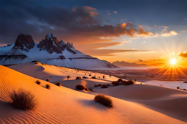 Il sole tramonta sul deserto