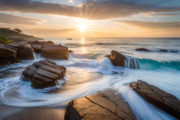 Il sole tramonta sull'oceano