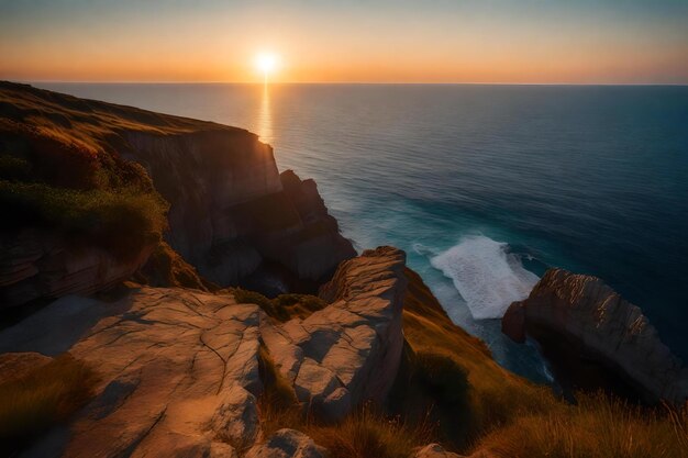 Il sole tramonta sull'oceano