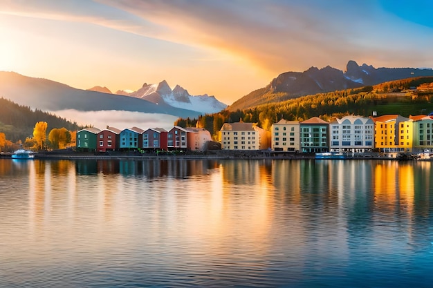 il sole tramonta sulle montagne