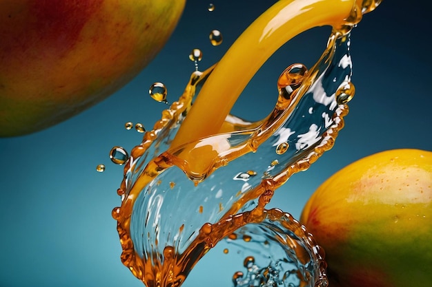 Il succo di mango decorativo viene versato