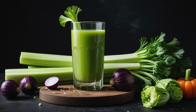 Il succo di sedano in bicchiere una danza di colori e consistenze