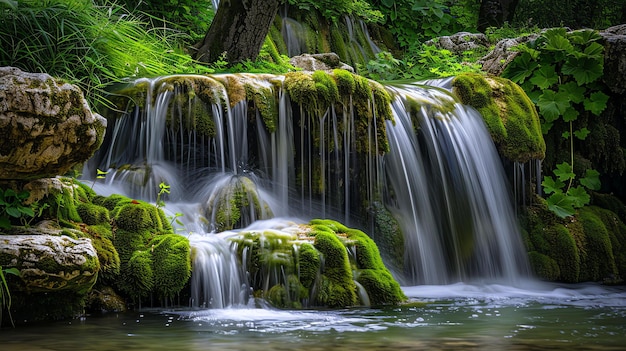 Il suono della cascata era così pacifico e calmante l'acqua era cristallina e si poteva vedere il muschio verde che cresceva sulle rocce