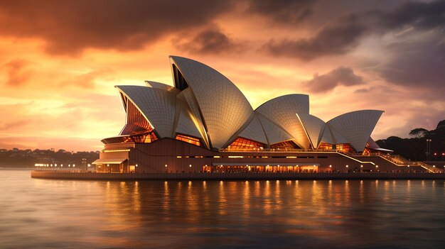 il teatro dell'opera di Sydney è visto attraverso un cielo nuvoloso