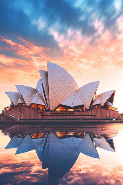 il teatro dell'opera di Sydney è visto attraverso un cielo nuvoloso