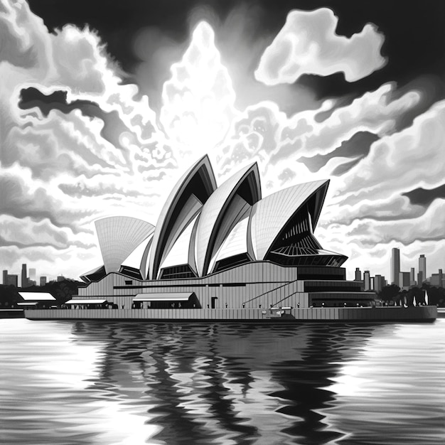 il teatro dell'opera di Sydney è visto dall'acqua