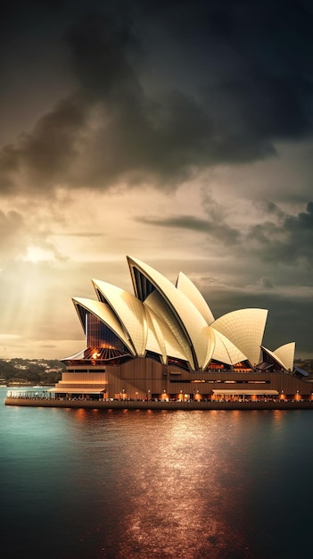 il teatro dell'opera di Sydney è visto dall'acqua