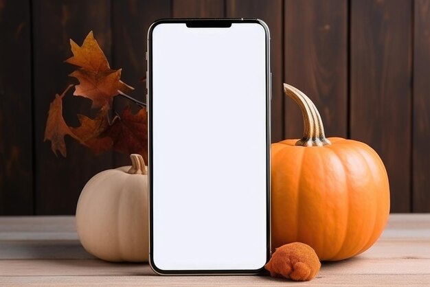 Il telefono simula lo schermo vuoto sullo sfondo del Ringraziamento di Halloween