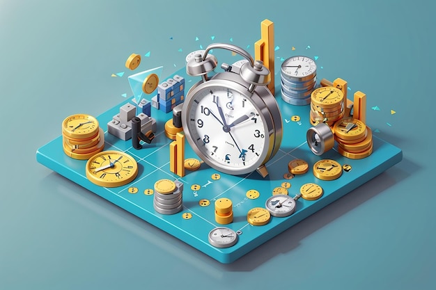 Il tempo è denaro flat 3D web isometrica infografica concetto di business