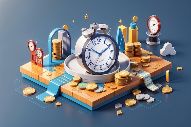Il tempo è denaro flat 3D web isometrica infografica concetto di business