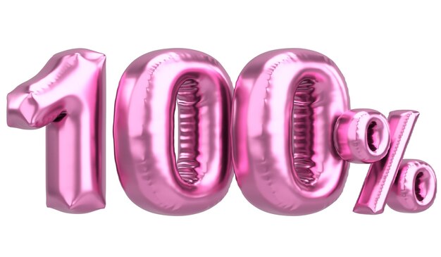 Il testo 100 per 100 di palloncino è un'illustrazione 3D.