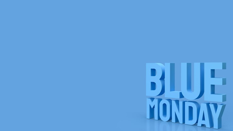 Il testo blu del lunedì per il rendering 3d di sfondo astratto