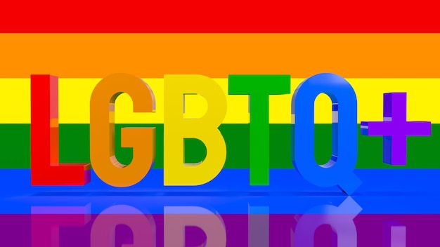 Il testo lgbtq+ multi colore per il rendering 3d del concetto transgender