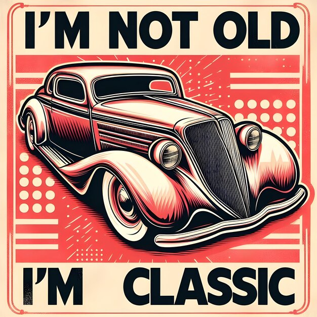 Il testo non è vecchio, è un design classico per gli appassionati di auto retro con un amore.