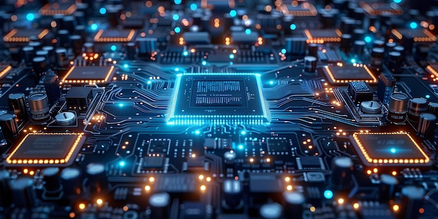 Il titolo potrebbe essere cambiato in "A Futuristic Blue Energy Chip Showcasing Advanced Computing Technology" Concept "Futuristic Technology Blue Energy Chip Advanced Computing Showcasing Technology"