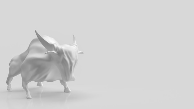 Il toro bianco su sfondo chiaro per il rendering 3d del concetto di business