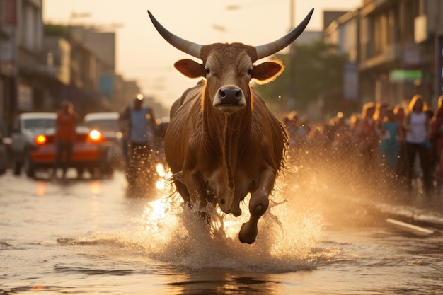 il toro è marrone e bianco