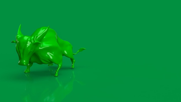 Il toro verde su sfondo verde per il rendering 3d del concetto di business