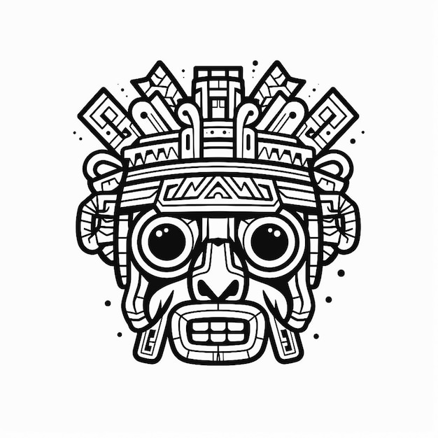 Il totem del mostro azteco maschera il colore bianco e nero generato dall'intelligenza artificiale