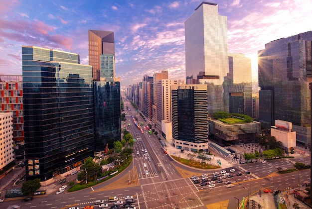 Il traffico a Gangnam City Seoul Corea del Sud.