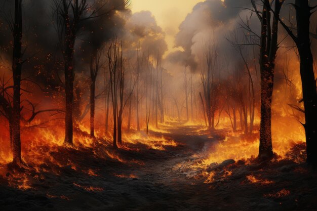 Il tragico inferno devasta la serena foresta IA generativa