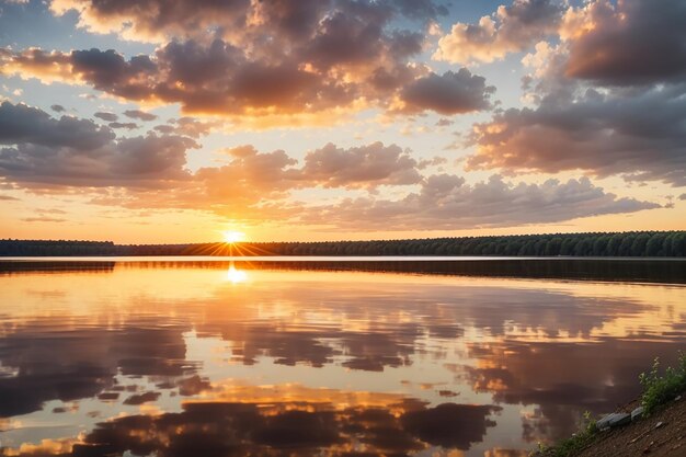 Il tramonto al serbatoio di Zaslavsky Minsk Bielorussia